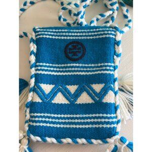 Tory Burch Woven Crossbody Phone Carrier Bag Blue & White